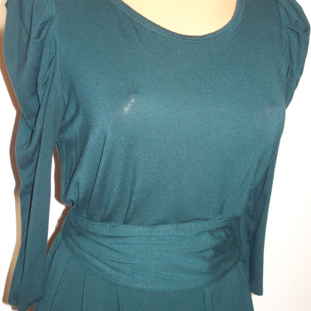 Anthropologie Maeve Green Ceres Ruched Dress Q10 - Picture 2 of 5